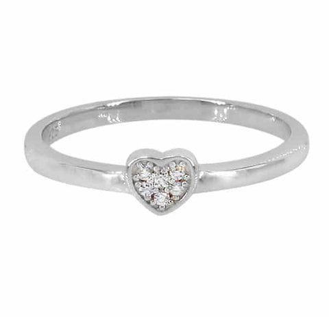 Ring HALONA Sterling Silver Rhodium with Cubic Zirconia adorned Heart 9