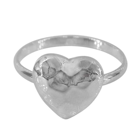 Ring Sterling Silver, hammered heart