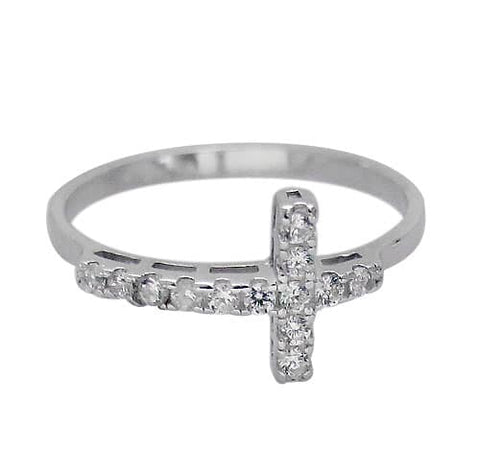  Ring CRESSIDA er sideway Cross with Cubic ZirconiaSterling Silv 7