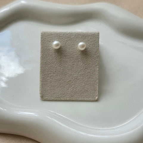 Sterling silver with rhodium fresh water pearl stud earrings 4