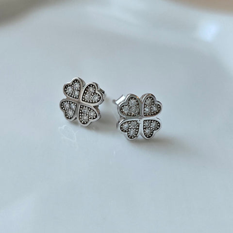 Stud Sterling Silver Earrings Lucky flower 1