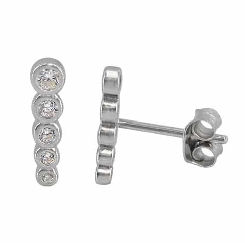  Stud Sterling Silver Earrings bar zirconia 1
