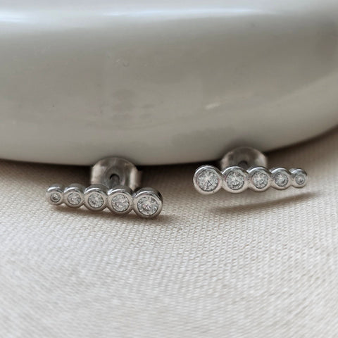 Stud Sterling Silver Earrings, bar zirconia 3
