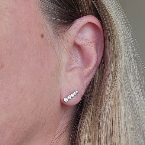 Stud Sterling Silver Earrings, bar zirconia 5