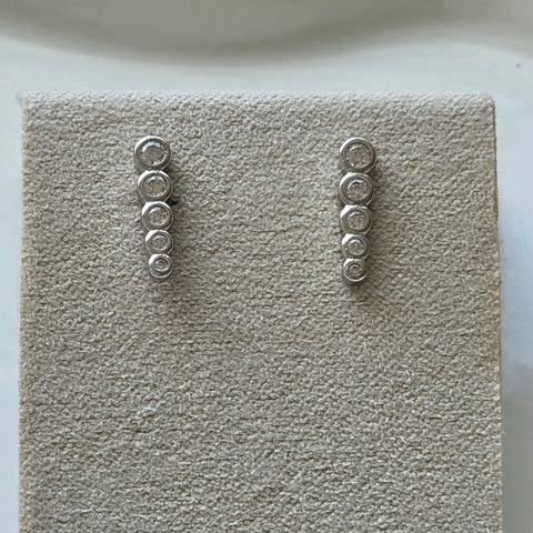 Stud Sterling Silver Earrings bar zirconia 8
