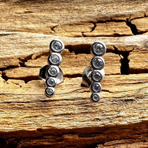 Sterling silver with rhodium bar stud earrings 2-3x11mm