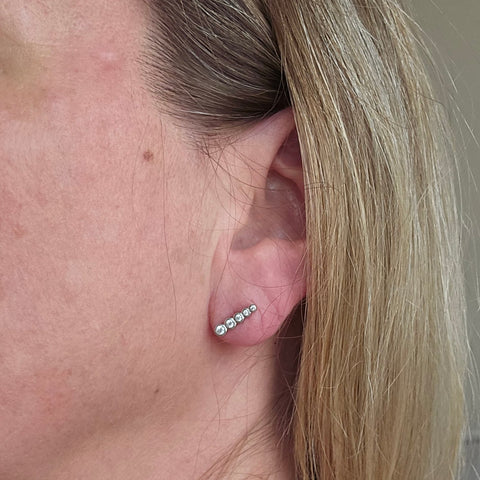 Stud Sterling Silver Earrings, bar zirconia 9
