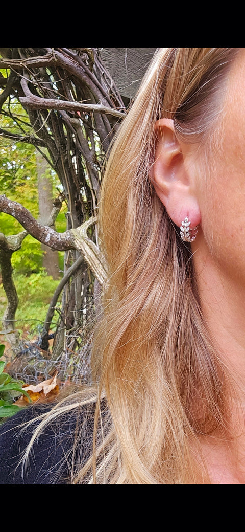Hoop Sterling Silver Floral Small Earrings