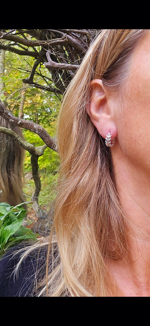 Hoop Sterling Silver Floral Small Earrings