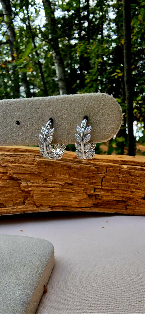 Hoop Sterling Silver Floral Small Earrings