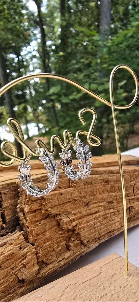 Hoop Sterling Silver Floral Small Earrings