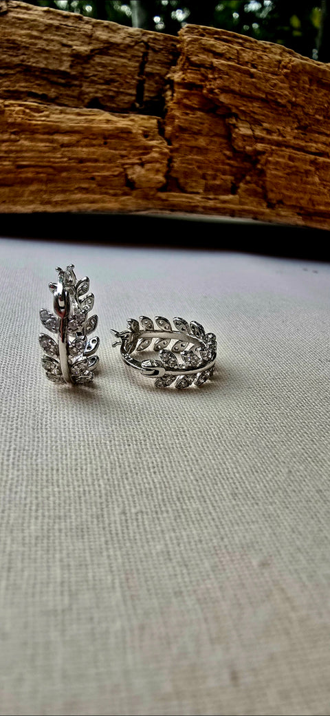 Hoop Sterling Silver Floral Small Earrings
