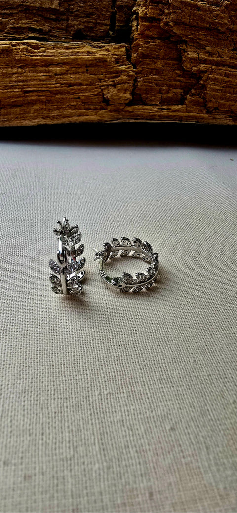 Hoop Sterling Silver Floral Small Earrings