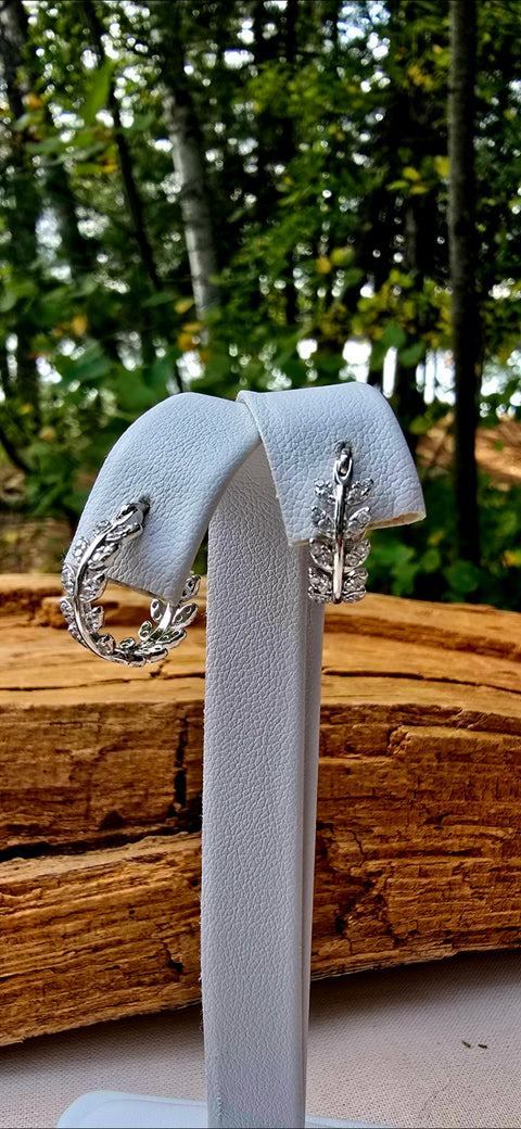 Hoop Sterling Silver Floral Small Earrings