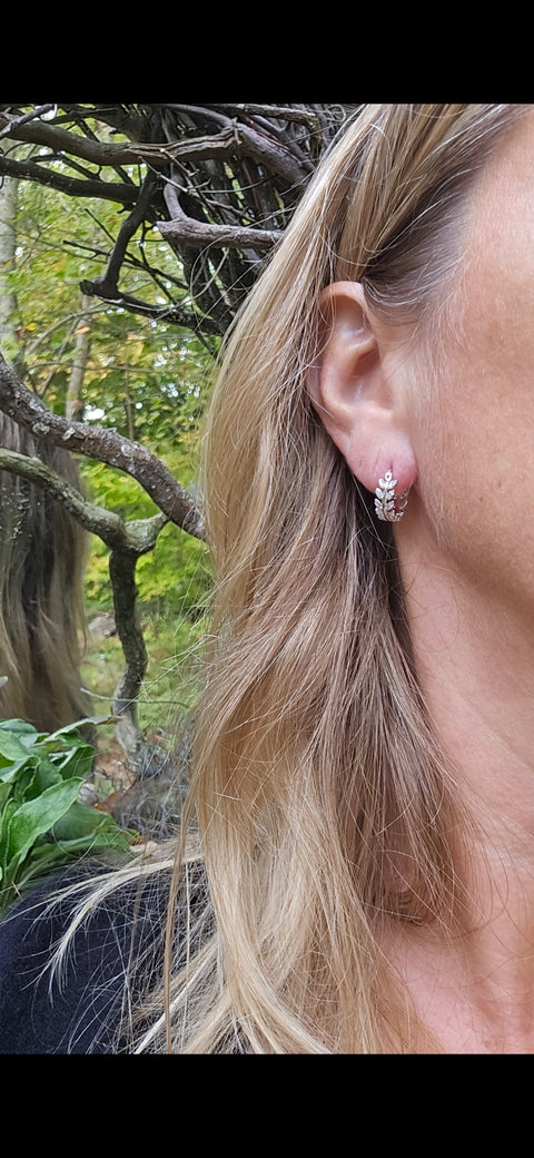Hoop Sterling Silver Floral Small Earrings