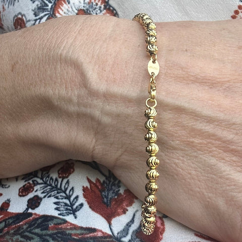 10K Solid Gold  diamond cut beaded bracelet 