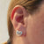 Stud Puffy Heart Earrings Sterling Silver with rhodium, 14x14mm a