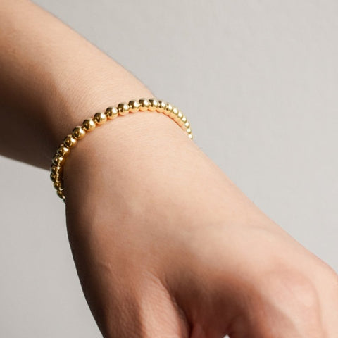 Sterling Silver Gold plated Vermeil 4mm Ball Beads Bracelet