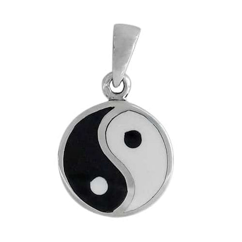 Sterling Silver smooth yin yang stone pendant 