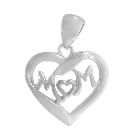 Pendant Sterling Silver, Heart & Mom