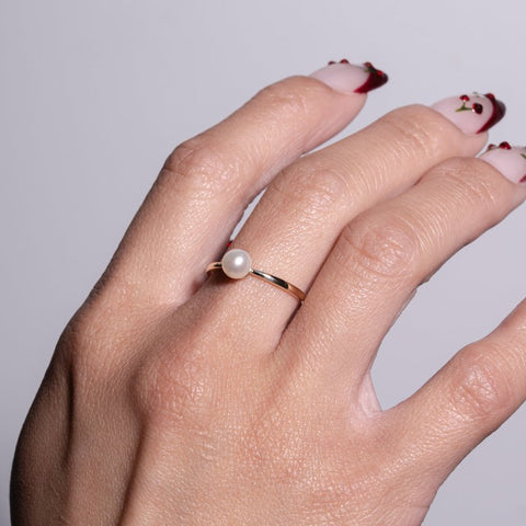 Ring 10K Solid Gold fresh water pearl