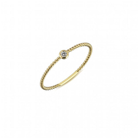 Ring 10K Solid Gold Rope with bezel set CZ