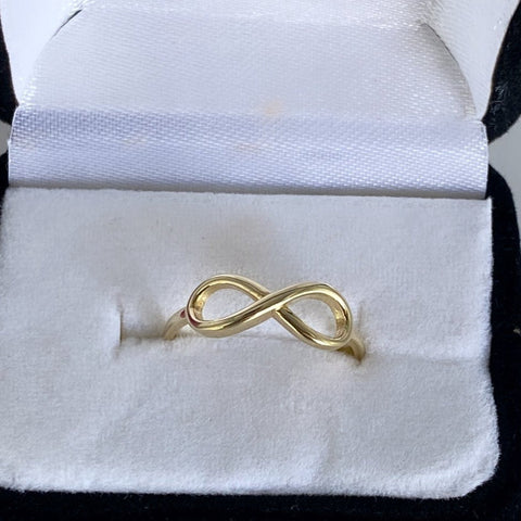 10K Solid gold 15x6mm Infinity ring 1mm band  