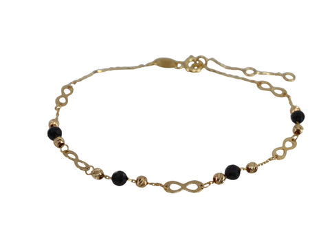 Bracelet Solid Gold 10K Infinity Charm & Onyx 
