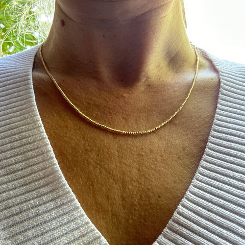 Necklace Solid 10K Gold 2mm Gold Moon Diamond Cut Bead Ball