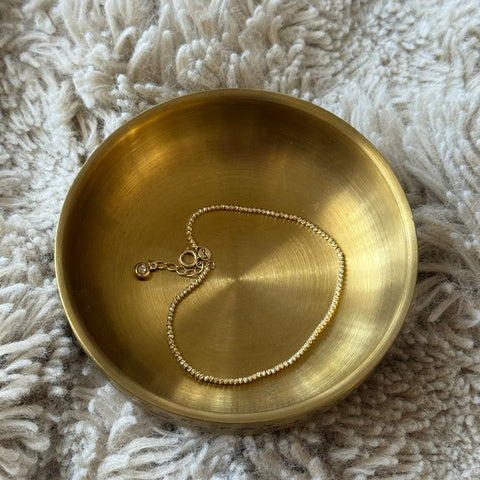 Bracelet Solid Gold 10K Diamond cut beads dainty