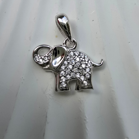 Elephant shaped sterling silver pendant adorned with cubic zirconia 12