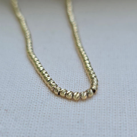 2mm Solid Gold 10K Moon Diamond Cut Bead Ball Necklace 4