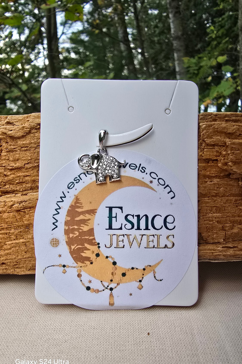 Elephant shaped sterling silver pendant adorned with cubic zirconia 7