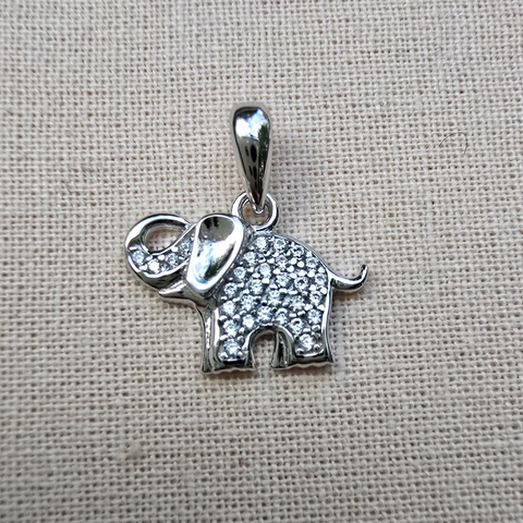 Elephant shaped sterling silver pendant adorned with cubic zirconia 9
