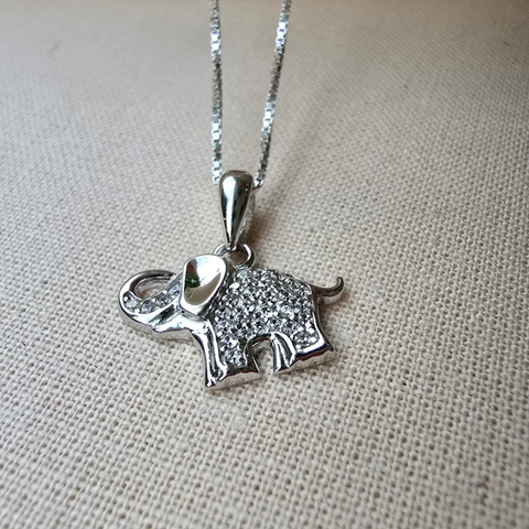 Elephant shaped sterling silver pendant adorned with cubic zirconia 5