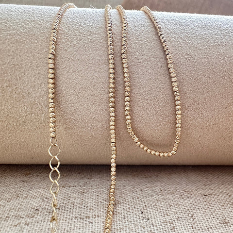 Necklace Solid 10K Gold 2mm Gold Moon Diamond Cut Bead Ball