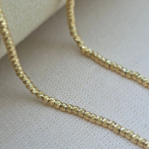 Necklace Solid 10K Gold 2mm Gold Moon Diamond Cut Bead Ball