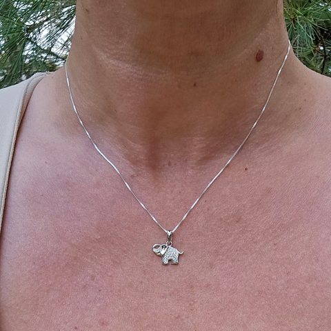Elephant shaped sterling silver pendant adorned with cubic zirconia 10