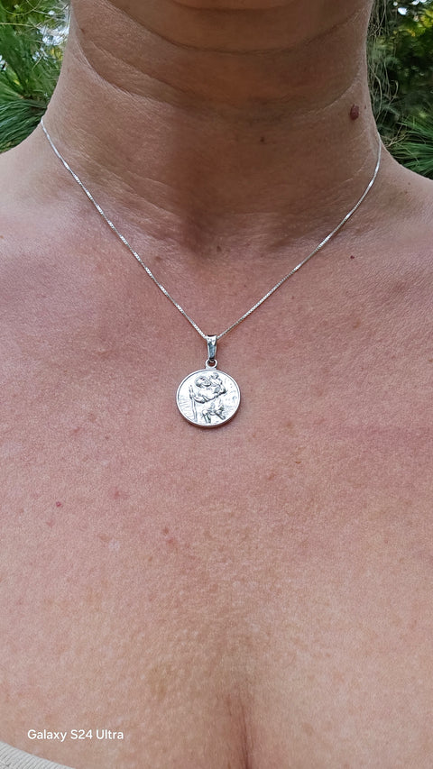 Pendant Sterling Silver Saint Christopher 16mm