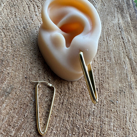 Earrings 10K Solid Gold Triangle Shape Bunny Closure 