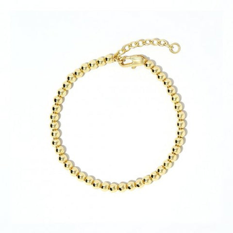 Vermeil Bracelet 4mm Beads Ball, 7.5”