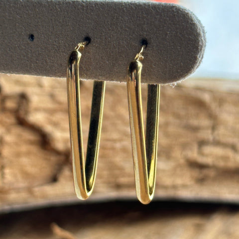 Earrings 10K Solid Gold Triangle Shape Bunny Closure 