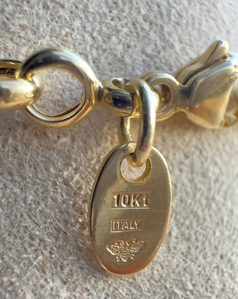 Yellow Gold 10K Solid Link and Paperclip Bracelet sturdy 