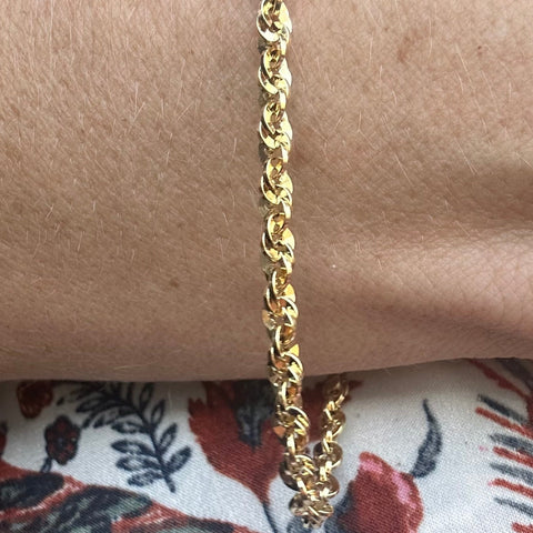 10K Solid Gold rope diamond cut bracelet 