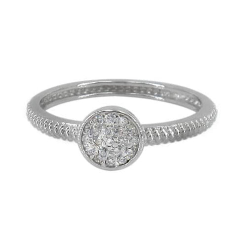 6 Sterling Silver with rhodium cubic zirconia stackable ring 7mm width
