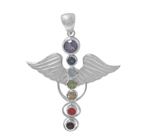Pendant Sterling Silver, angel wing Chakra