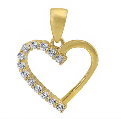 Pendant 10K solid gold, Heart with CZ