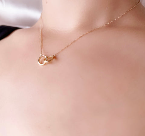 10K Necklace Solid Gold 10K Interlocking Ring Bands