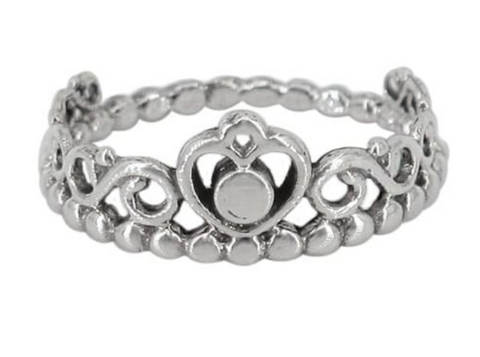 9 Sterling Silver heart ring 8mm width heart  shaped tiara