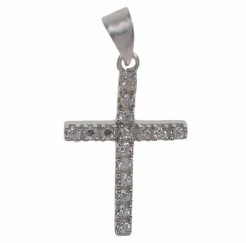 Pendant Sterling Silver cross 23x16mm CZ